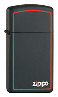 ZIPPO SLIM BLACK MATTE w/ ZIPPO LOGO AND BORDER