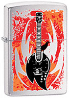 ZIPPO FLAME GUITAR - BRUSHED CHROME