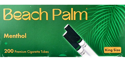 Beach Palm Cigarette Tubes Menthol Kings 200ct Box