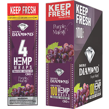 Double Diamond Hemp Wraps Purple Majesty 25 Packs of 4