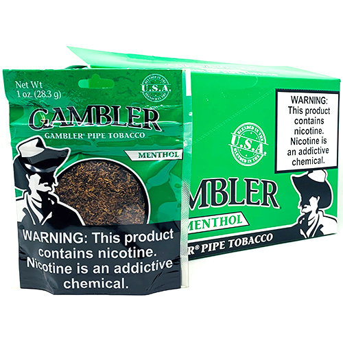 Gambler Menthol Pipe Tobacco 1oz Bag 12ct