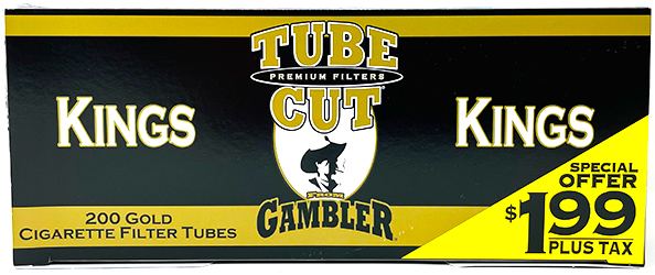 Gambler Tube Cut Cigarette Tubes Gold King Size PP $1.99 200ct