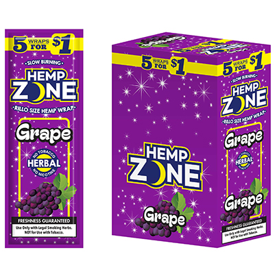 Hemp Zone Wraps Grape 15 Pack