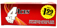 4 Aces Cigarette Tubes Regular King Size PP 1.99 200ct Box