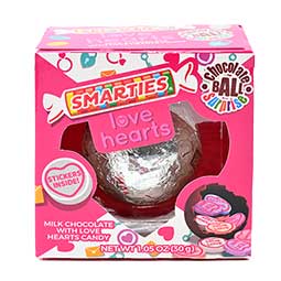 Smarties Love Hearts Chocolate Ball Surprise with Stickers 1.05oz Box